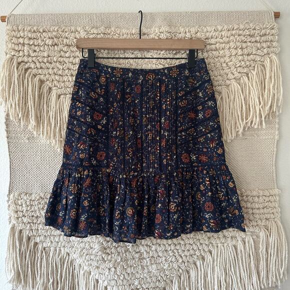 Veronica Beard Harita Pleated Floral Skirt